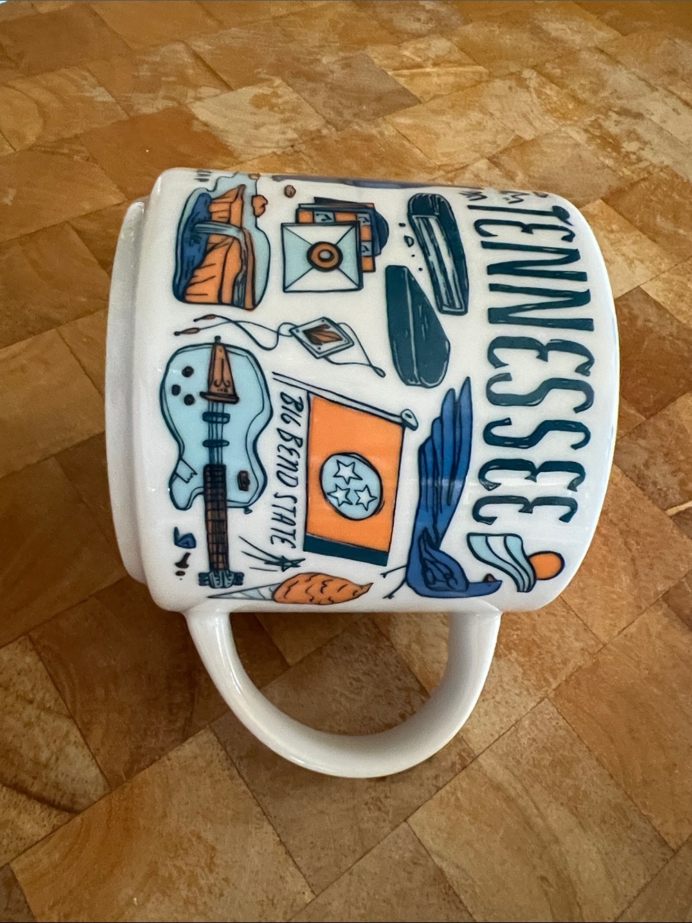 Starbucks White Mug with Blue and Orange Tennessee Icons